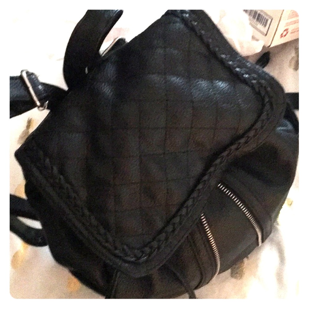 Women’s black leather back pack